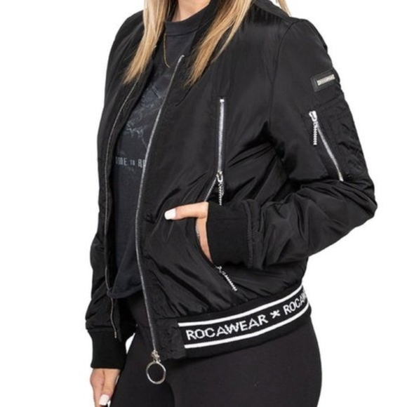♠BLACK ROCAWEAR LOGO BOMBER JACKET - Picture 6 of 14